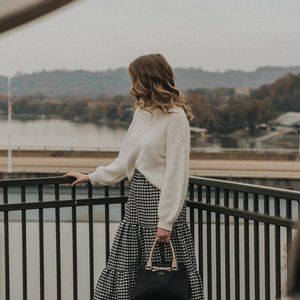 Tiered Ruffle Gingham Midi Skirt from Topshop